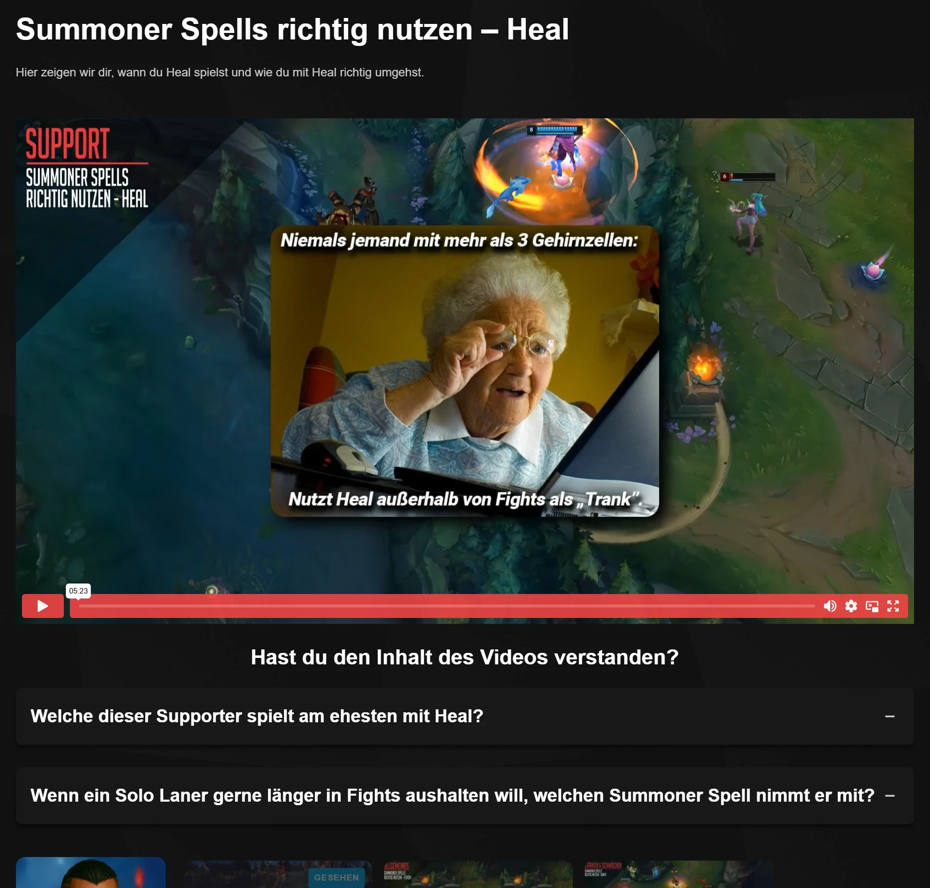 Kurse mit Video & Fragen
